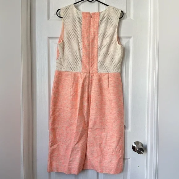 J. Crew Sleeveless Tweed Eyelet Sheath Dress Orange Size 12